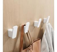 Zoegneer Juego de 4 ganchos de pared modernos, autoadhesivos o de montaje con tornillo, ganchos de aluminio para abrigos y toallas para baño, entrada, armario y organización del hogar con accesorios