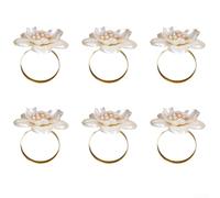 Zoegneer Juego de 6 servilleteros de perlas doradas elegantes ABS para decoración de mesa para bodas, fiestas, vacaciones, cenas y banquetes de hotel, se adapta a servilletas de tela de tamaño