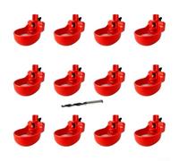 Zoegneer Juego de cuencos de agua para aves de corral, juego de cuencos de agua para botellas de 5 galones y tuberías de PVC, bebedor automático de pezón, kit de riego de pollo rojo de plástico para