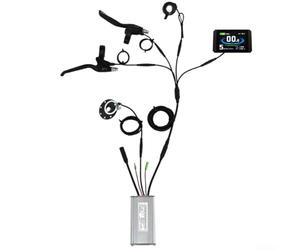 Zoegneer Kit de conversión de bicicleta eléctrica impermeable 15A controlador para KT Series 36V 48V 250W motor de cubo sin escobillas pantalla LCD8H sensor PAS pulgar acelerador palanca de freno