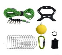 Zoegneer Kit de cuerda de pescado de acero inoxidable con bloqueo de hebilla de pez vivo y flotador de cuerda de 5 m o 10 m, estaca de tierra y hebilla de escalada para pesca (5 m + 12 hebillas de