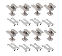 Zoegneer Kit de montaje para panel solar, 8 unidades, soporte fotovoltaico, bloque de voltaje medio, con lámina conductiva, aleación de aluminio, abrazadera intermedia y soporte de tierra, se adapta a