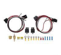 Zoegneer Kit de relé de ventilador eléctrico dual de 40 amperios con interruptor de sensor de temperatura, se activa a 85.0 °C y se desactiva a 79.4 °C, incluye arnés de cableado, 2 relés, sonda