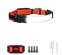 Zoegneer Linterna frontal LED recargable COB ultra brillante impermeable al aire libre camping senderismo correr noche pesca manos iluminación con múltiples modos cómodo desgaste material ABS R (C)