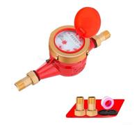 Zoegneer Medidor de agua rotatorio de alta temperatura con energía solar DN15 Contador de flujo frío caliente de 4 puntos hasta 90 °C con cubierta de hierro y conector de cobre para sistemas de
