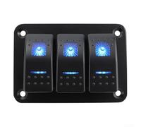 Zoegneer Panel de interruptor basculante de luz azul de 12 a 24 V con placa combinada, construcción de aluminio de nailon ABS, impermeable IP65, indicadores iluminados para coche, caravana, autobús