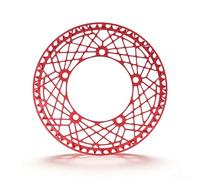 Zoegneer Plato de aleación de aluminio 130BCD 53T/56T de disco único, anillo de biela ligero CNC para bicicleta plegable Mini-Velo de una sola velocidad, negro, rojo, oro plateado (56T rojo)