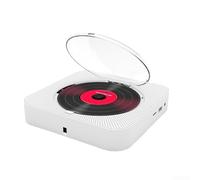 Zoegneer Reproductor de CD portátil con radio FM 5 3 y control remoto, altavoz estéreo de montaje en pared para oficina en casa, compatible con CD, MP3, WMA, USB, TF, AUX, blanco (blanco)