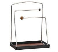 Zoegneer Soporte de almacenamiento de cocina de acero inoxidable y madera para tazas de café, tazas, toallas y cristalería, organizador de estante de encimera con diseño moderno para el hogar comedor
