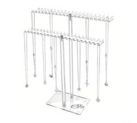 Zoegneer Soporte de exhibición de acrílico de doble cara transparente de dos niveles para collares, aretes, pulseras, ahorro de espacio, soporte de almacenamiento de encimera, fácil de montar