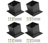 Zoegneer Soporte de pared inclinado para pérgola de techo para madera de 4 x 4, resistente a la corrosión, soporte de porche al aire libre negro (4 piezas)
