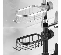Zoegneer Space - Estante de aluminio para grifo de cocina, sin perforaciones, instalación sin tornillos, gancho invisible (negro)