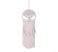 Zoegneer Tapiz bohemio de algodón tejido a mano para colgar en la pared con macramé y flecos de borla para dormitorio, sala de estar, entrada o decoración al aire libre, mide 30 x 90 cm, fácil de