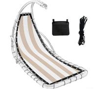 Zoegneer Tela de repuesto a rayas para asiento colgante, silla de repuesto para muebles, tela Teslin para silla colgante de textileno para patio, 64 x 197 x 23 cm (rayas bronceadas)