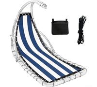 Zoegneer Tela de repuesto a rayas para asiento colgante, silla de repuesto para muebles, tela Teslin para silla colgante de textileno para patio, 64 x 197 x 23 cm (rayas azules)