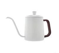 Zoegneer Tetera de acero inoxidable con cuello de cisne para verter sobre el cuello de cisne, lavada a mano, con tapa y cuerda de encuadernación (blanco, 600 ml)