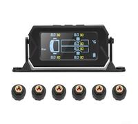 Zoegneer TPMS solar inalámbrico con 6 sensores externos, sistema LCD de monitoreo de presión de neumáticos de automóvil, alarma en tiempo real para auto, camión, SUV, rango de 0-217 PSI, pantalla de