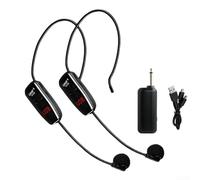 Zoegneer UHF Sistema de micrófono inalámbrico recargable Dual Headset y micrófono de mano 2 en 1 con condensador integrado para sonido claro Señal estable Rango de 50 m para enseñar voz Confe