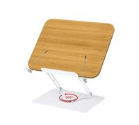 Zoelele Atril para Libros con Base Giratoria de 360°, Madera Soporte de Libro para Lectura con Clips para Leer, Plegable, Altura Ajustable, para iPads, Partituras, Libro, Tablet (02)