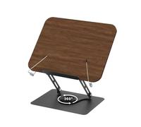 Zoelele Atril para Libros con Base Giratoria de 360°, Madera Soporte de Libro para Lectura con Clips para Leer, Plegable, Altura Ajustable, para iPads, Partituras, Libro, Tablet (01)