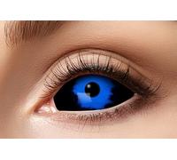 Zoelibat Eyecatcher Blue Demon - Lentes de contacto azul y negro Sclera de 22 mm - 6 meses con recipiente de almacenamiento - Lentes de contacto eficaces para Halloween y cosplay - sin fuerza de