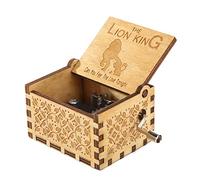 ZOENAE Caja de música del Rey León Tallada Antigua, manivela de Mano, Madera, decoración del hogar for el Adorno del Dormitorio de la Sala de Estar (Size : 2pcs)