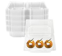 ZOENHOU 100 cajas de rebanadas de pasteles, cajas individuales de 7.3 pulgadas para porciones de pasteles, caja cuadrada individual para cupcakes con tapas, recipiente de plástico transparente para