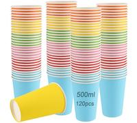 ZOENHOU 120 vasos de papel multicolor para fiestas, vasos de papel de colores de 500 ml, vasos de papel para proyectos de bricolaje, fiestas, bodas y eventos, 6 colores