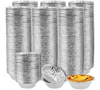 ZOENHOU 300 moldes de aluminio para magdalenas de 3 pulgadas, bandejas redondas desechables de papel de aluminio, mini bandejas de pastel de huevo, bandejas pequeñas para tartas, platos de pastel de