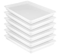 ZOENHOU 6 Bandejas de Plástico Rectangular 39,5x28,5x4 cm - Bandeja Blanca Multiusos para Manualidades, Clasificación, Juego Sensorial - Apilable, Libre de BPA
