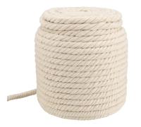 ZOENHOU Cordón de algodón para macramé de 50 m x 10 mm, cuerda de algodón suave trenzado de 164 pies, 3 hebras gruesas trenzadas, cuerda blanca para manualidades, envoltura, ganchos de plantas, tejer