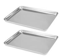 ZOENHOU Juego de 2 bandejas de acero inoxidable para hornear, 40 cm, antiadherentes, rectangulares, profesionales, para servir galletas, tostadora, catering, fácil de limpiar, 40 x 30 x 2,5 cm