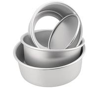 ZOENHOU Juego de 3 moldes redondos de aluminio anodizado de 6 pulgadas, 7 pulgadas, 8 pulgadas, con parte inferior extraíble, 3 pulgadas de profundidad, antiadherentes, redondos, para hornear