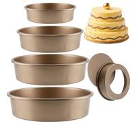 ZOENHOU Juego de 4 moldes redondos de aluminio antiadherente con parte inferior extraíble, molde para hornear, hornear, boda, cumpleaños, fiesta de Navidad