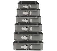 ZOENHOU Juego de 6 moldes para tartas, 17.8 cm, 20.3 cm, 21.6 cm, 22.9 cm, 25.4 cm, 27.9 cm, antiadherentes, juego de moldes cuadrados para hornear pasteles, bandeja para tartas de queso, parte