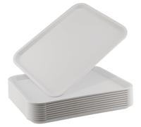 ZOENHOU Paquete de 10 bandejas de comida rápida de 16 x 12 pulgadas, bandeja rectangular de plástico para servir restaurantes, bandejas de plástico para servir alimentos, color blanco