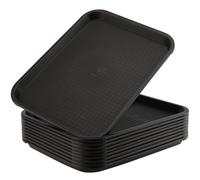 ZOENHOU Paquete de 10 bandejas de comida rápida de 16 x 12 pulgadas, bandeja rectangular de plástico para servir restaurantes, bandejas de plástico para servir alimentos