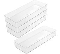 ZOENHOU Paquete de 4 organizadores de cajones grandes de 40 x 15 x 5,8 cm, cajones de almacenamiento de plástico transparente, bandejas organizadoras de cajones transparentes versátiles para cocina,