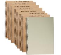 ZOENHOU Paquete de 8 cuadernos de cuadrícula A4, papel cuadriculado A4, páginas cuadradas de 5 mm, 200 páginas/100 hojas, cuaderno cuadriculado en espiral, cuaderno cuadriculado A4 a granel, 8.2 x