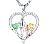 Zoeniya Collar con colgante de piedra natal con texto en inglés «To My Daughter From Dad/Father», «I Love You Forever», joyería de corazón, regalo de Navidad, San Valentín, Día de la Madre, cumpleaños