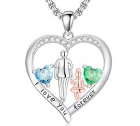 Zoeniya Collar con colgante de piedra natal con texto en inglés «To My Daughter From Dad/Father», «I Love You Forever», joyería de corazón, regalo de Navidad, San Valentín, Día de la Madre, cumpleaños