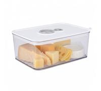 ZoeQide Caja de queso para frigorífico con tapa, 1650 ml, para frigorífico, fiambrera plana con temporizador, hermética y apilable, sin BPA, apta para refrigeración, fácil de limpiar