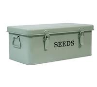 ZoeQide Cajas de Semillas Caja de Almacenamiento Semilla,Contenedores Almacenamiento Metálicos Contenedores Clasificación Sobres Semilla, Caja Semillas Jardín Con Cierre Seguridad 33×18×13 cm