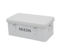 ZoeQide Cajas de Semillas Caja de Almacenamiento Semilla,Contenedores Almacenamiento Metálicos Contenedores Clasificación Sobres Semilla, Caja Semillas Jardín Con Cierre Seguridad 33×18×13cm Blanco