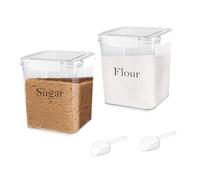 ZoeQide Tarro de azúcar y harina recipientes herméticos para alimentos, juego de 2 recipientes pop-up con tapa, apilables, para arroz, café, harina, azúcar, cereales, porta galletas (4L) transparente
