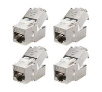 ZOERAX 4 x CAT7 Keystone RJ45 Módulo hembra - Abrazadera de corte LSA sin herramientas para cable de instalación CAT7/CAT6a/CAT6, 10 Gbps 1000 MHz, blindado STP (AWG 22-24) - para panel de conexiones
