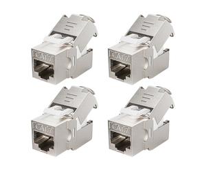 ZOERAX 4 x CAT7 Keystone RJ45 Módulo hembra - Abrazadera de corte LSA sin herramientas para cable de instalación CAT7/CAT6a/CAT6, 10 Gbps 1000 MHz, blindado STP (AWG 22-24) - para panel de conexiones