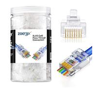 ZOERAX CAT6a Cat6 CAT5e Pass Through RJ45 Conectores de red modulares UTP 30μ chapado en oro 1,1 mm extremo de agujero para cable Ethernet (paquete de 200)