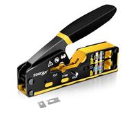 ZOERAX Herramienta de crimpado RJ45 Ethernet crimpadora para RJ11/RJ12 estándar, conectores de paso RJ45, amarillo