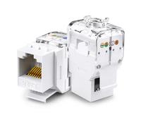 ZOERAX Paquete de 10 conectores Keystone Cat6 de 10 Gbps sin herramientas, RJ45 UTP, conector Keystone RJ45, no requiere herramienta de perforación, conector modular Ethernet para panel de conexión y